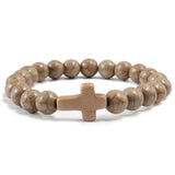 Pulseira cruz católica castanho