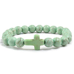 Pulseira cruz católica verde-maçã