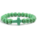 Pulseira cruz católica verde