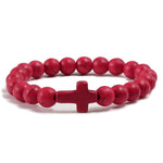 Pulseira cruz católica vermelho