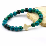 Pulseira cruz cristã pedra natural valor por defeito título