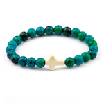Pulseira cruz cristã pedra natural valor por defeito título