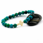 Pulseira cruz cristã pedra natural valor por defeito título