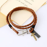 Pulseira cruz discreta castanho