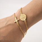 Pulseira cruz medalha