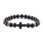 Pulseira cruz minimalista preto brilhante/dourado