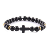 Pulseira cruz minimalista preto brilhante/dourado