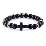 Pulseira cruz minimalista preto brilhante