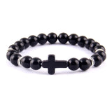 Pulseira cruz minimalista preto brilhante