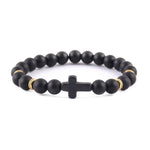 Pulseira cruz minimalista preto mate/dourado