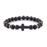 Pulseira cruz minimalista preto mate/dourado