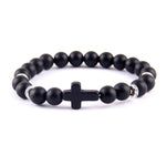 Pulseira cruz minimalista preto mate