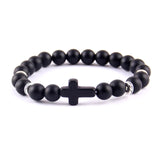 Pulseira cruz minimalista preto mate