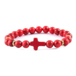 Pulseira cruz minimalista vermelho/dourado