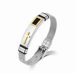 Pulseira cruz moderna ouro