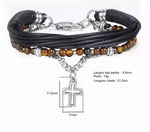 Pulseira cruz ónix pérolas