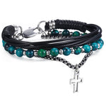 Pulseira cruz ónix pérolas