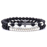 Pulseira cruz ónix prata