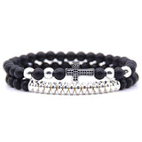 Pulseira cruz ónix prata