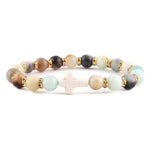 Pulseira de amazonita cristã cruz branca de amazonite
