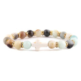 Pulseira de amazonita cristã cruz branca de amazonite