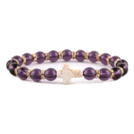 Pulseira de amazonita cristã cruz branca ametista
