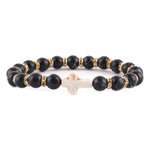 Pulseira de amazonita cristã preto esbranquiçado