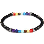 Pulseira de chakras com ónix preto ônix preto / 17 cm