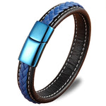 Pulseira de couro azul aço