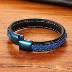 Pulseira de couro azul aço