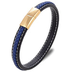 Pulseira de couro azul e preta