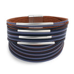 Pulseira de couro azul escuro tamanho único