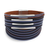 Pulseira de couro azul escuro tamanho único