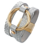 Pulseira de couro cinzento