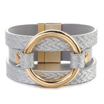 Pulseira de couro cinzento