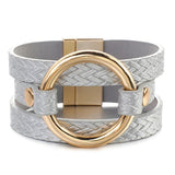 Pulseira de couro cinzento