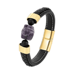 Pulseira de couro com ametista