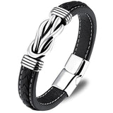Pulseira de couro com metal