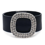 Pulseira de couro com strass tamanho único