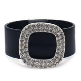 Pulseira de couro com strass tamanho único