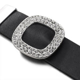Pulseira de couro com strass tamanho único