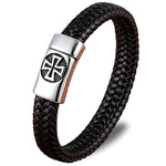 Pulseira de couro cruz de ferro