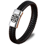 Pulseira de couro cruz de ferro