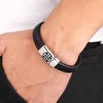 Pulseira de couro cruz de ferro