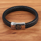 Pulseira de couro cruz de ferro