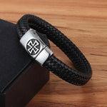 Pulseira de couro cruz de ferro