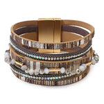 Pulseira de couro feminina tamanho único