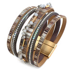 Pulseira de couro feminina tamanho único