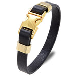 Pulseira de couro fivela dourada
