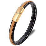 Pulseira de couro laranja e preta